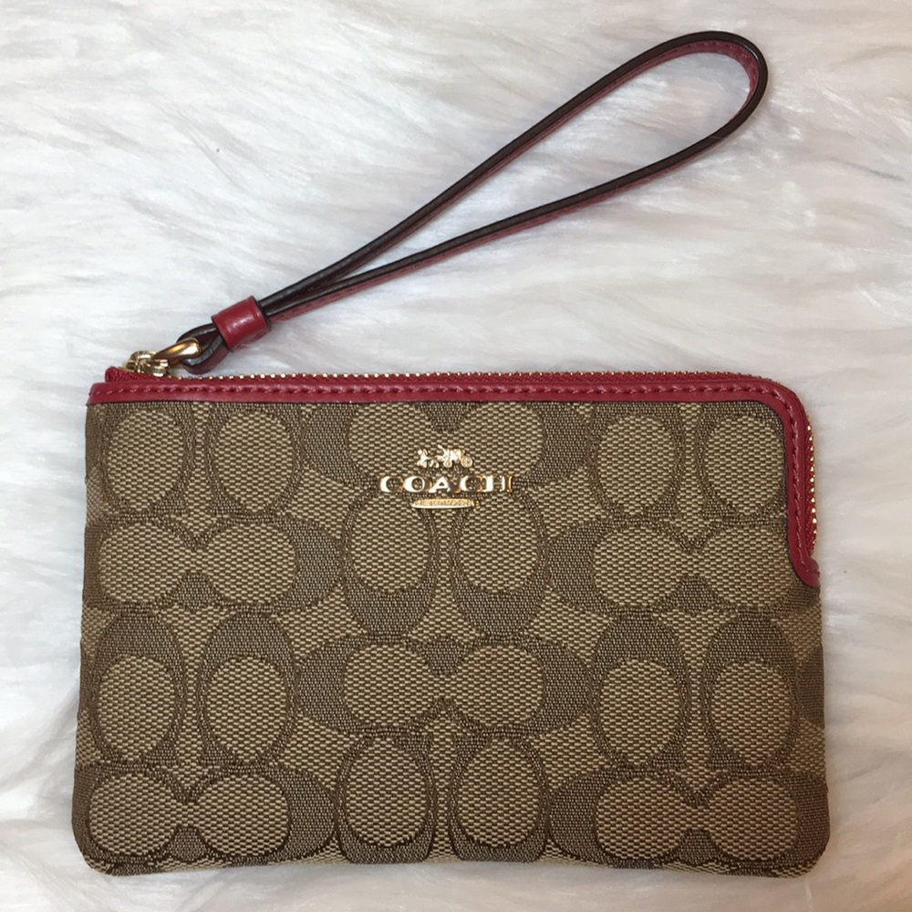 COACH Signature C Jacquard Corner Zip Wristlet NWT